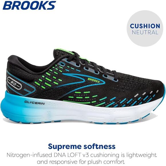Brooks Men\'s Black Hawaiian Ocean Glycerin 20 Neutral Running Shoes 12.5 main image 9